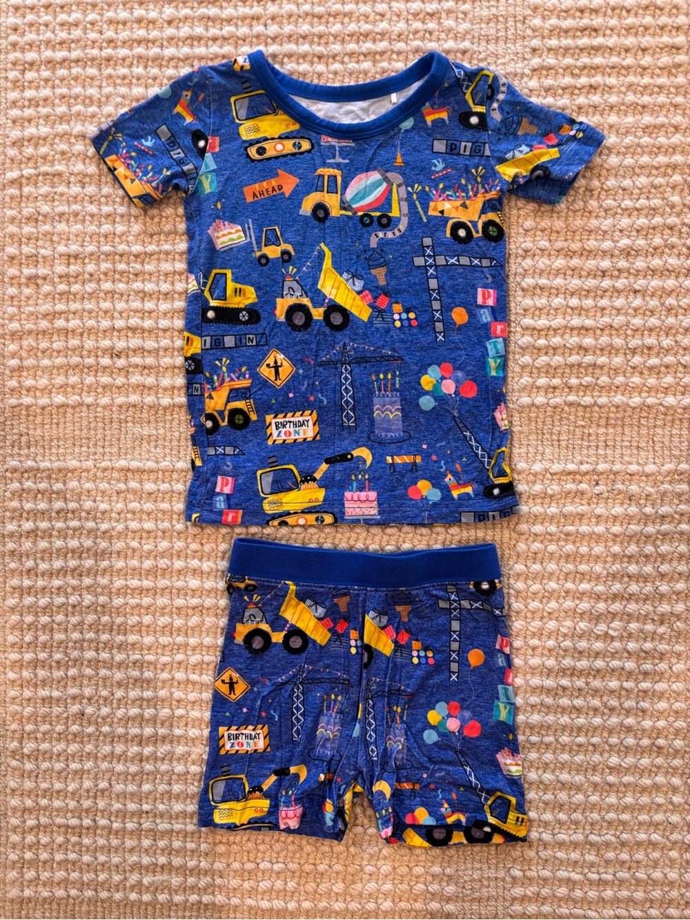 Little Sleepies Birthday Builders Short Sleeve & Shorts Pajama Set, Size 12-18 m